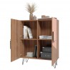 Manhattan Comfort Beekman 43.7 Low Cabinet with 4 Shelves in Brown and Pink Open