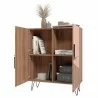 Manhattan Comfort Beekman 43.7 Low Cabinet with 4 Shelves in Brown and Pink Open - Manhattan Comfort Beekman 43.7 Low Cabinet with 4 Shelves in Brown and Pink Open