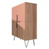 Manhattan Comfort Beekman 43.7 Low Cabinet with 4 Shelves in Brown and Pink Side