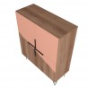 Manhattan Comfort Beekman 43.7 Low Cabinet with 4 Shelves in Brown and Pink Top Angle