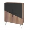 Manhattan Comfort Beekman 43.7 Low Cabinet with 4 Shelves in Brown and Black - Manhattan Comfort Beekman 43.7 Low Cabinet with 4 Shelves in Brown and Black