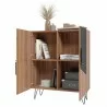 Manhattan Comfort Beekman 43.7 Low Cabinet with 4 Shelves in Brown and Black Open - Manhattan Comfort Beekman 43.7 Low Cabinet with 4 Shelves in Brown and Black Open