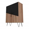Manhattan Comfort Beekman 43.7 Low Cabinet with 4 Shelves in Brown and Black Front Angle