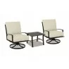 La Jolla Aluminum Club Swivel With Cushions In Canvas Flax With Self Welt - Set with Table - La Jolla Aluminum Club Swivel With Cushions In Canvas Flax With Self Welt - Set with Table