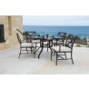 La Jolla Aluminum 48" Round Dining Table - Lifestyle in Set
