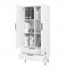 Manhattan Comfort Beekman 67.32 Tall Cabinet with 6 Shelves in White Open