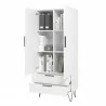 Manhattan Comfort Beekman 67.32 Tall Cabinet with 6 Shelves in White Open - Manhattan Comfort Beekman 67.32 Tall Cabinet with 6 Shelves in White Open