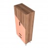 Manhattan Comfort Beekman 67.32 Tall Cabinet with 6 Shelves in Brown and Pink Top Angle