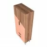 Manhattan Comfort Beekman 67.32 Tall Cabinet with 6 Shelves in Brown and Pink Top Angle - Manhattan Comfort Beekman 67.32 Tall Cabinet with 6 Shelves in Brown and Pink Top Angle