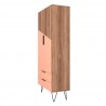 Manhattan Comfort Beekman 67.32 Tall Cabinet with 6 Shelves in Brown and Pink Side