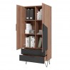 Manhattan Comfort Beekman 67.32 Tall Cabinet with 6 Shelves in Brown and Black Open