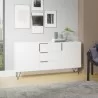 Manhattan Comfort Beekman 62.99 Sideboard with 4 Shelves in White - Manhattan Comfort Beekman 62.99 Sideboard with 4 Shelves in White