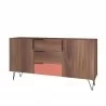 Manhattan Comfort Beekman 62.99 Sideboard with 4 Shelves in Brown and Pink Front Angle - Manhattan Comfort Beekman 62.99 Sideboard with 4 Shelves in Brown and Pink Front Angle