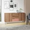 Manhattan Comfort Beekman 62.99 Sideboard with 4 Shelves in Brown and Pink - Manhattan Comfort Beekman 62.99 Sideboard with 4 Shelves in Brown and Pink