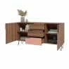 Manhattan Comfort Beekman 62.99 Sideboard with 4 Shelves in Brown and Pink Open - Manhattan Comfort Beekman 62.99 Sideboard with 4 Shelves in Brown and Pink Open