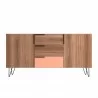 Manhattan Comfort Beekman 62.99 Sideboard with 4 Shelves in Brown and Pink Front - Manhattan Comfort Beekman 62.99 Sideboard with 4 Shelves in Brown and Pink Front
