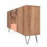 Manhattan Comfort Beekman 62.99 Sideboard with 4 Shelves in Brown and Pink Side Angle - Manhattan Comfort Beekman 62.99 Sideboard with 4 Shelves in Brown and Pink Side Angle
