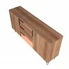 Manhattan Comfort Beekman 62.99 Sideboard with 4 Shelves in Brown and Pink Top Angle - Manhattan Comfort Beekman 62.99 Sideboard with 4 Shelves in Brown and Pink Top Angle
