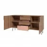 Manhattan Comfort Beekman 62.99 Sideboard with 4 Shelves in Brown and Pink  - Manhattan Comfort Beekman 62.99 Sideboard with 4 Shelves in Brown and Pink 