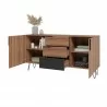 Manhattan Comfort Beekman 62.99 Sideboard with 4 Shelves in Brown and Black Open - Manhattan Comfort Beekman 62.99 Sideboard with 4 Shelves in Brown and Black Open