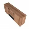 Manhattan Comfort Beekman 62.99 Sideboard with 4 Shelves in Brown and Black Top Angle - Manhattan Comfort Beekman 62.99 Sideboard with 4 Shelves in Brown and Black Top Angle