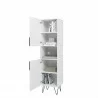Manhattan Comfort Beekman 17.51 Narrow Bookcase Cabinet with 5 Shelves in White Open - Manhattan Comfort Beekman 17.51 Narrow Bookcase Cabinet with 5 Shelves in White Open