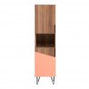 Manhattan Comfort Beekman 17.51 Narrow Bookcase Cabinet with 5 Shelves in Brown and Pink Front