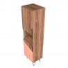 Manhattan Comfort Beekman 17.51 Narrow Bookcase Cabinet with 5 Shelves in Brown and Pink Top Angle