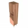 Manhattan Comfort Beekman 17.51 Narrow Bookcase Cabinet with 5 Shelves in Brown and Pink Top Angle - Manhattan Comfort Beekman 17.51 Narrow Bookcase Cabinet with 5 Shelves in Brown and Pink Top Angle