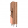 Manhattan Comfort Beekman 17.51 Narrow Bookcase Cabinet with 5 Shelves in Brown and Pink Side