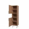 Manhattan Comfort Beekman 17.51 Narrow Bookcase Cabinet with 5 Shelves in Brown and Pink - Manhattan Comfort Beekman 17.51 Narrow Bookcase Cabinet with 5 Shelves in Brown and Pink