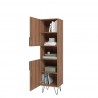 Manhattan Comfort Beekman 17.51 Narrow Bookcase Cabinet with 5 Shelves in Brown and Black Open VIew