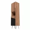 Manhattan Comfort Beekman 17.51 Narrow Bookcase Cabinet with 5 Shelves in Brown and Black Side Angle - Manhattan Comfort Beekman 17.51 Narrow Bookcase Cabinet with 5 Shelves in Brown and Black Side Angle