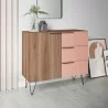 Manhattan Comfort Beekman 35.43 Dresser with 2 Shelves in Brown and Pink - Manhattan Comfort Beekman 35.43 Dresser with 2 Shelves in Brown and Pink