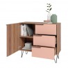 Manhattan Comfort Beekman 35.43 Dresser with 2 Shelves in Brown and Pink Open