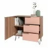 Manhattan Comfort Beekman 35.43 Dresser with 2 Shelves in Brown and Pink Open - Manhattan Comfort Beekman 35.43 Dresser with 2 Shelves in Brown and Pink Open