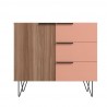 Manhattan Comfort Beekman 35.43 Dresser with 2 Shelves in Brown and Pink Front