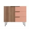 Manhattan Comfort Beekman 35.43 Dresser with 2 Shelves in Brown and Pink Front - Manhattan Comfort Beekman 35.43 Dresser with 2 Shelves in Brown and Pink Front