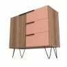 Manhattan Comfort Beekman 35.43 Dresser with 2 Shelves in Brown and Pink Side - Manhattan Comfort Beekman 35.43 Dresser with 2 Shelves in Brown and Pink Side