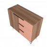 Manhattan Comfort Beekman 35.43 Dresser with 2 Shelves in Brown and Pink Top Angle