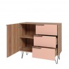 Manhattan Comfort Beekman 35.43 Dresser with 2 Shelves in Brown and Pink