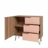 Manhattan Comfort Beekman 35.43 Dresser with 2 Shelves in Brown and Pink - Manhattan Comfort Beekman 35.43 Dresser with 2 Shelves in Brown and Pink