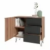 Manhattan Comfort Beekman 35.43 Dresser with 2 Shelves in Brown and Black Open - Manhattan Comfort Beekman 35.43 Dresser with 2 Shelves in Brown and Black Open