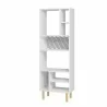 Manhattan Comfort Essex 60.23 Décor Bookcase with 8 Shelves in White and Zebra Front Angle - Manhattan Comfort Essex 60.23 Décor Bookcase with 8 Shelves in White and Zebra Front Angle
