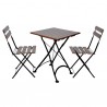 French Cafe Bistro 28" Square Folding Table - European Chestnut Wood Slat Top