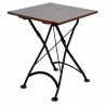 French Cafe Bistro 28" Square Folding Table - European Chestnut Wood Slat Top - French Cafe Bistro 28" Square Folding Table - European Chestnut Wood Slat Top