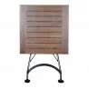 French Cafe Bistro 28" Square Folding Table - European Chestnut Wood Slat Top - folded - French Cafe Bistro 28" Square Folding Table - European Chestnut Wood Slat Top - folded