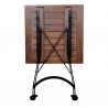 French Cafe Bistro 28" Square Folding Table - European Chestnut Wood Slat Top - folded back view