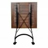 French Cafe Bistro 28" Square Folding Table - European Chestnut Wood Slat Top - folded back view - French Cafe Bistro 28" Square Folding Table - European Chestnut Wood Slat Top - folded back view
