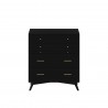 Alpine Furniture Flynn Mid Century Modern 4 Drawer Multifunction Chest w/ Pull Out Tray, Black - Front Angle
